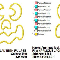 Spooked Applique Jack O Lantern Pumpkin Face II - Embroidery Designs By AVI