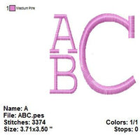 Square Satin 3 Three Letter Machine Embroidery Monogram Fonts Designs Set - Embroidery Designs By AVI