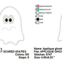 Scared Ghost Halloween Applique Machine Embroidery Design - Embroidery Designs By AVI