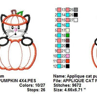 Applique Halloween Cat Pumpkin Machine Embroidery Designs Nice Monogram Font Frame 4X4 and 5X7 Included - Instant Download Sale