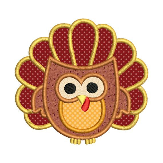Turkey Owl Applique Machine Embroidery Design Thanksgiving Fall Design - Embroidery Designs By AVI