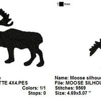 Moose Silhouette Shadow Machine Embroidery Design - Embroidery Designs By AVI