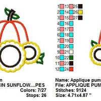 Applique Pumpkin Sunflower Fall Autumn Thanksgiving Halloween Embroidery Design - Embroidery Designs By AVI