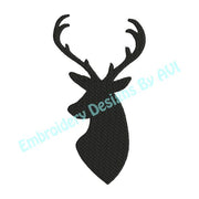 Deer Head Buck Antlers Silhouette Shadow Machine Embroidery Design - Embroidery Designs By AVI