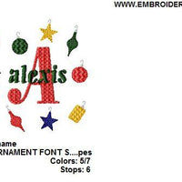 Christmas Ornaments Machine Embroidery Monogram Font Design Set - Embroidery Designs By AVI