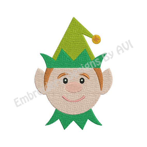 Christmas Elf Face Machine Embroidery Design - Embroidery Designs By AVI