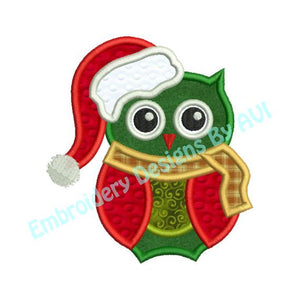 Christmas Owl Bird Santa Hat Applique Machine Embroidery Design - Embroidery Designs By AVI
