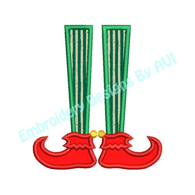 Applique Santa Elf Feet Christmas Embroidery Designs 4x4 & 5x7 Instant Download Sale