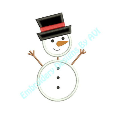 Applique Stick Snowman Snow Man Christmas Machine Embroidery Design - Embroidery Designs By AVI