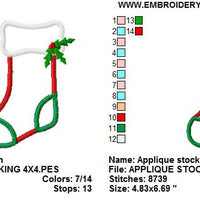 Christmas Stocking Applique Embroidery Design - Embroidery Designs By AVI