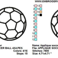 Soccer Ball Applique Sports Machine Embroidery Design - Embroidery Designs By AVI