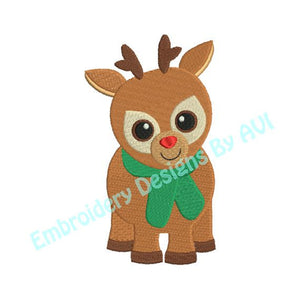 Reindeer Deer Christmas Machine Embroidery Design - Embroidery Designs By AVI