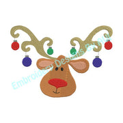 Reindeer Deer Head Antlers Christmas Ornaments Machine Embroidery Design - Embroidery Designs By AVI