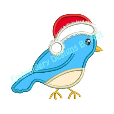 Applique Christmas Bird II Santa Hat Embroidery Design - Embroidery Designs By AVI