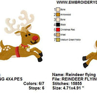 Christmas Reindeer Deer Flying Machine Embroidery Design - Embroidery Designs By AVI