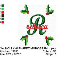 Christmas Holly II Embroidery Alphabet Monogram Fonts Design Set - Embroidery Designs By AVI