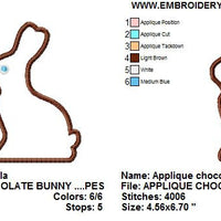 Applique Chocolate Easter Bunny Rabbit Machine Embroidery Design - Embroidery Designs By AVI
