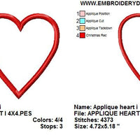Valentines Heart Applique Machine Embroidery Design - Embroidery Designs By AVI