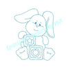 Baby Bunny Rabbit II with Blocks Redwork Outline Machine Embroidery Design - Embroidery Designs By AVI