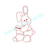 Baby Bunny Rabbit III with Stocking Redwork Outline Machine Embroidery Design - Embroidery Designs By AVI