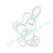 Baby Bunny Rabbit VIII with Safety Pin Redwork Outline Machine Embroidery Design - Embroidery Designs By AVI
