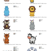 Zoo Jungle Animals Lion Zebra Hippo Giraffe Monkey Machine Embroidery Designs - Set of 10 Instant Download Sale - Embroidery Designs By AVI