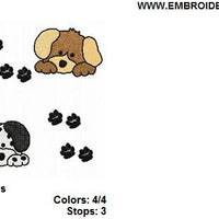 Puppy Dog and Paw Prints Frame Machine Embroidery Design - Embroidery Designs By AVI
