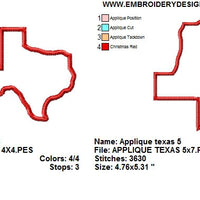 Texas State Applique Machine Embroidery Design - Embroidery Designs By AVI