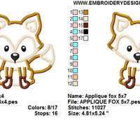 Fox Applique Machine Embroidery Designs 2 Sizes Included - Embroidery Designs By AVI