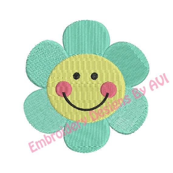 Cute Smiley Flower Machine Embroidery Design - Embroidery Designs By AVI