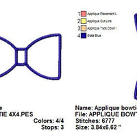 Applique Bowtie Bow Tie Machine Embroidery Design - Embroidery Designs By AVI
